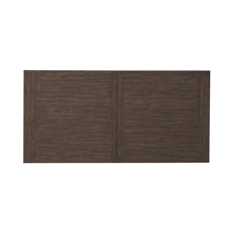 Pemberly Row Trestle Table Set with Easy Glide Leaf in Brown
