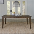 Pemberly Row Rectangular Leg Table with Breadboard Veneer in Rustic Brown