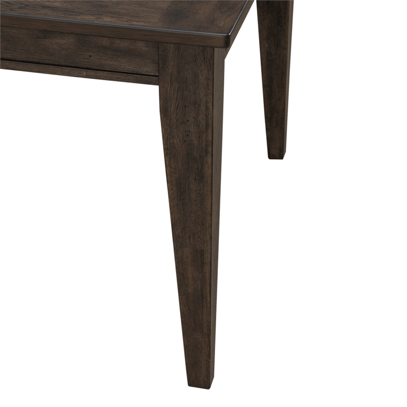 Pemberly Row Rectangular Leg Table with Breadboard Veneer in Rustic Brown