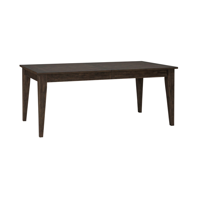 Pemberly Row Rectangular Leg Table with Breadboard Veneer in Rustic Brown