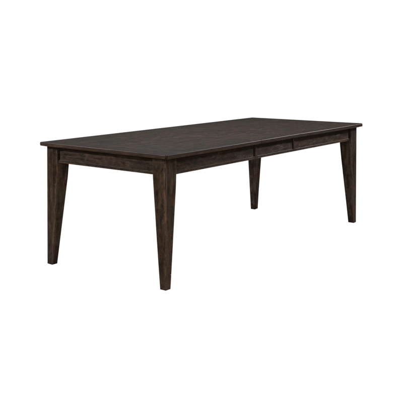 Pemberly Row Rectangular Leg Table with Breadboard Veneer in Rustic Brown