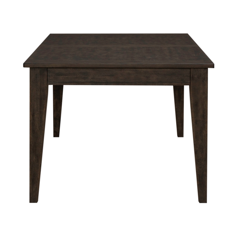 Pemberly Row Rectangular Leg Table with Breadboard Veneer in Rustic Brown