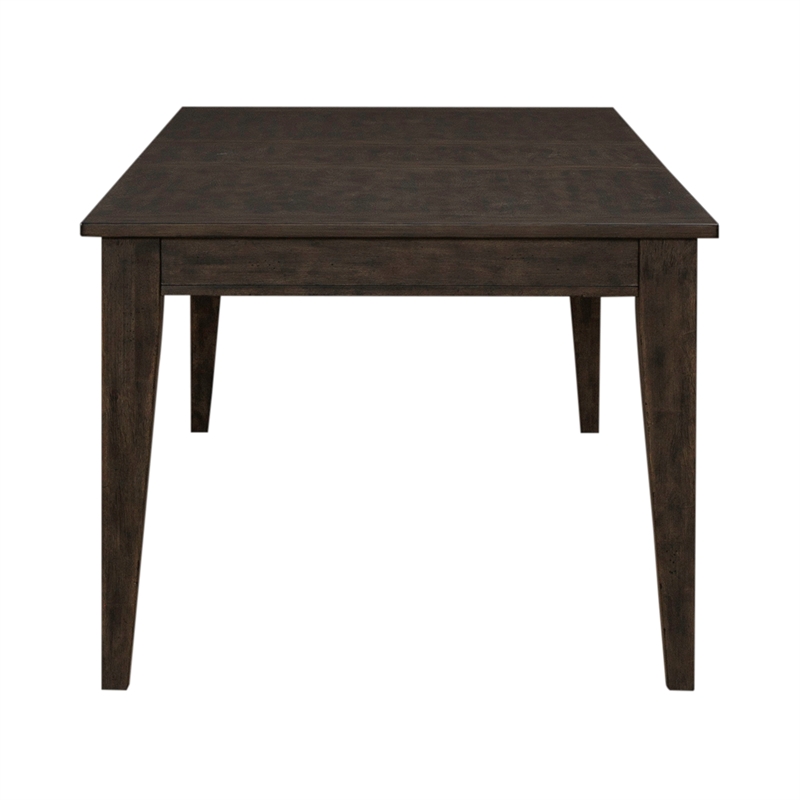 Pemberly Row Rectangular Leg Table with Breadboard Veneer in Rustic Brown