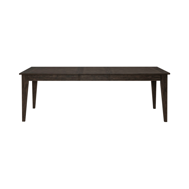 Pemberly Row Rectangular Leg Table with Breadboard Veneer in Rustic Brown