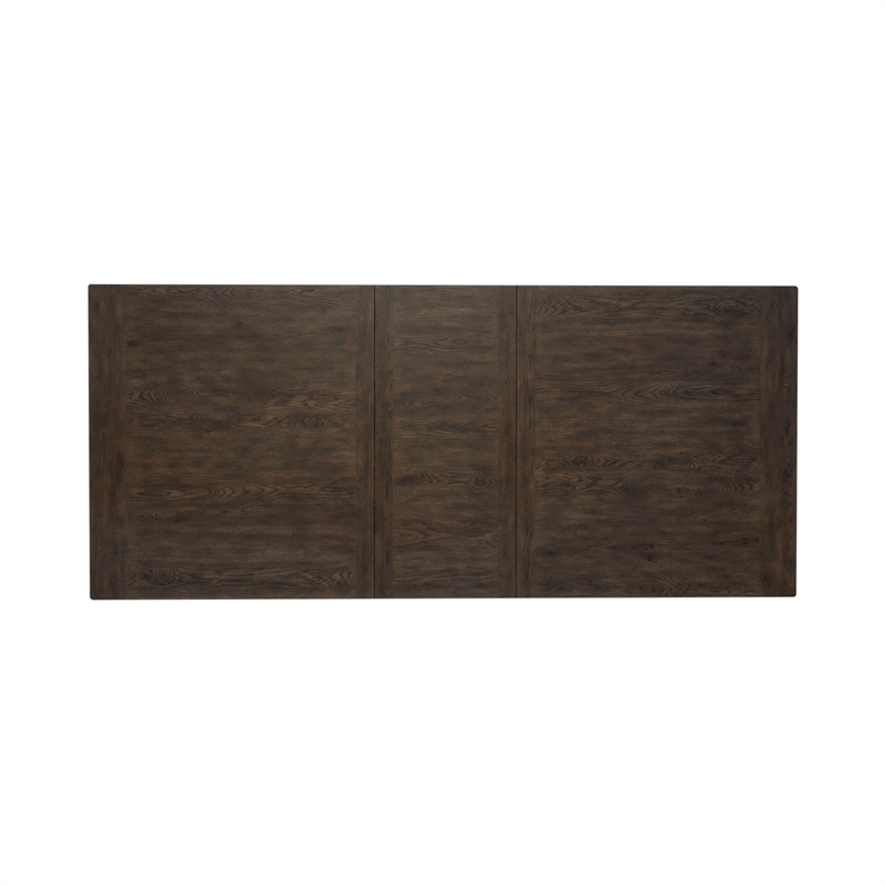 Pemberly Row Rectangular Leg Table with Breadboard Veneer in Rustic Brown