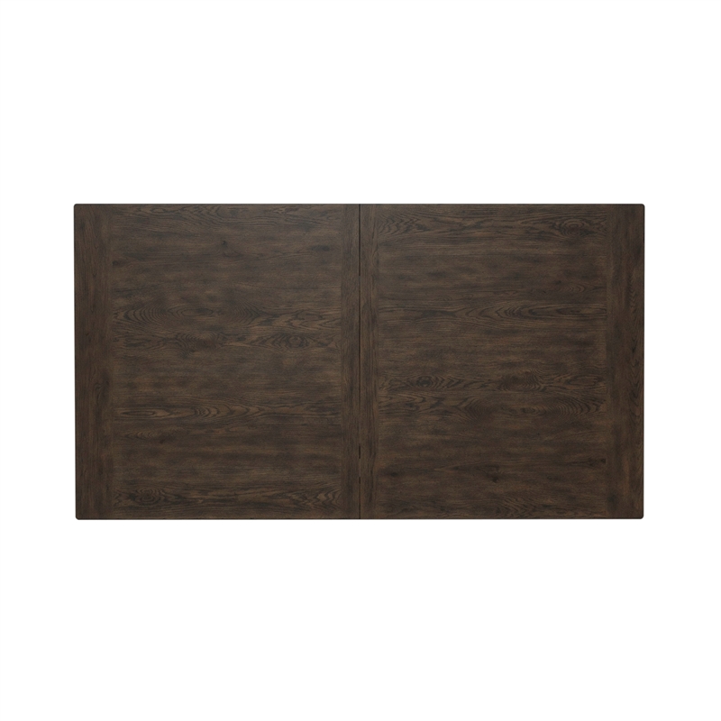 Pemberly Row Rectangular Leg Table with Breadboard Veneer in Rustic Brown