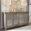 Pemberly Row Multi 4 Door Accent Cabinet with Wire Management in Brown