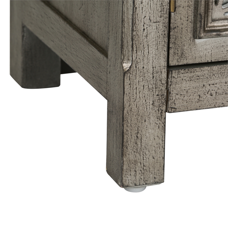Pemberly Row Multi 4 Door Accent Cabinet with Wire Management in Brown