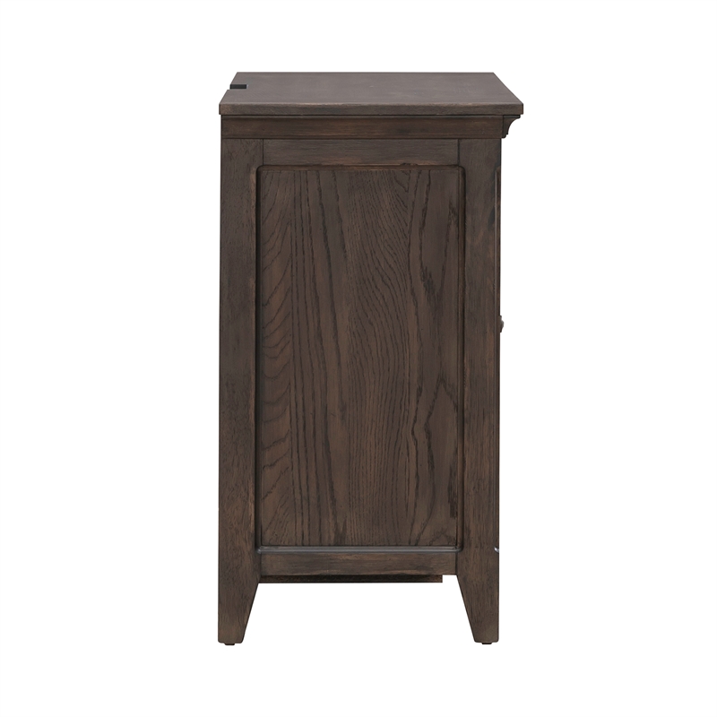 Pemberly Row 2 Door Bedside Chest with Charging and Chippendale Fretwork