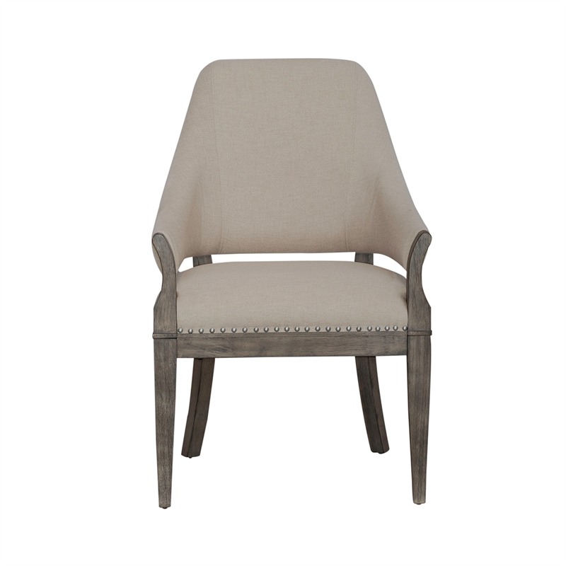 Pemberly Row Upholstered Arm Chair with Nail Head Accents in Havana Brown