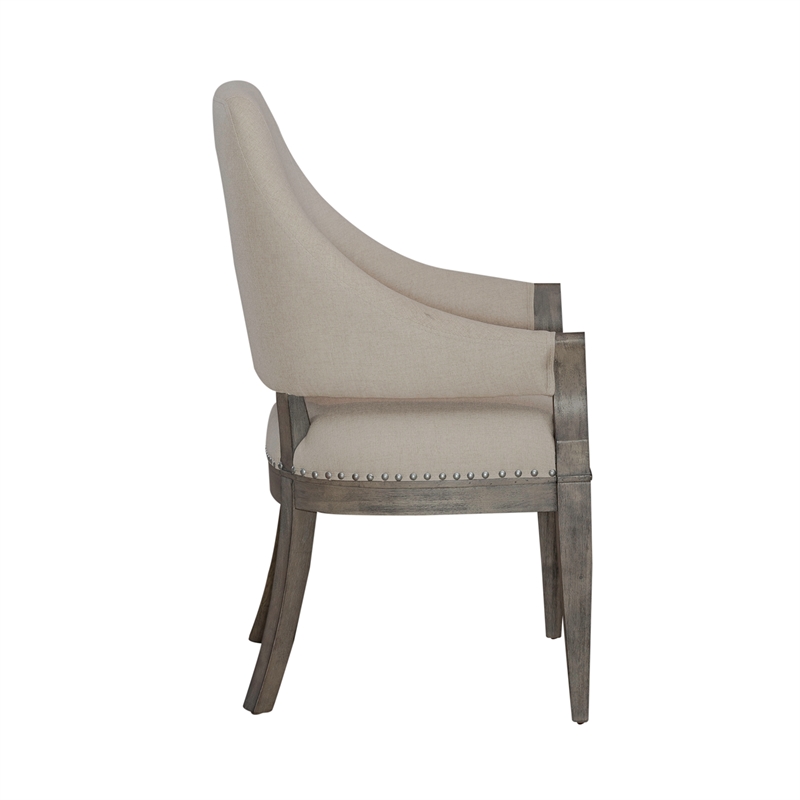 Pemberly Row Upholstered Arm Chair with Nail Head Accents in Havana Brown