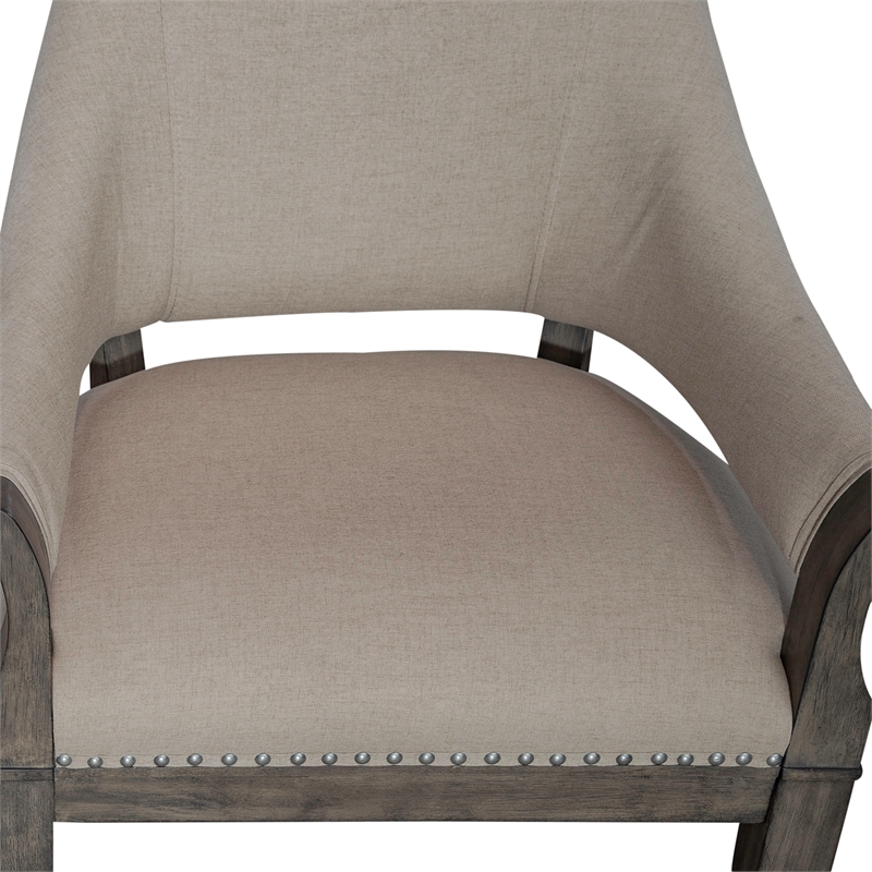 Pemberly Row Upholstered Arm Chair with Nail Head Accents in Havana Brown