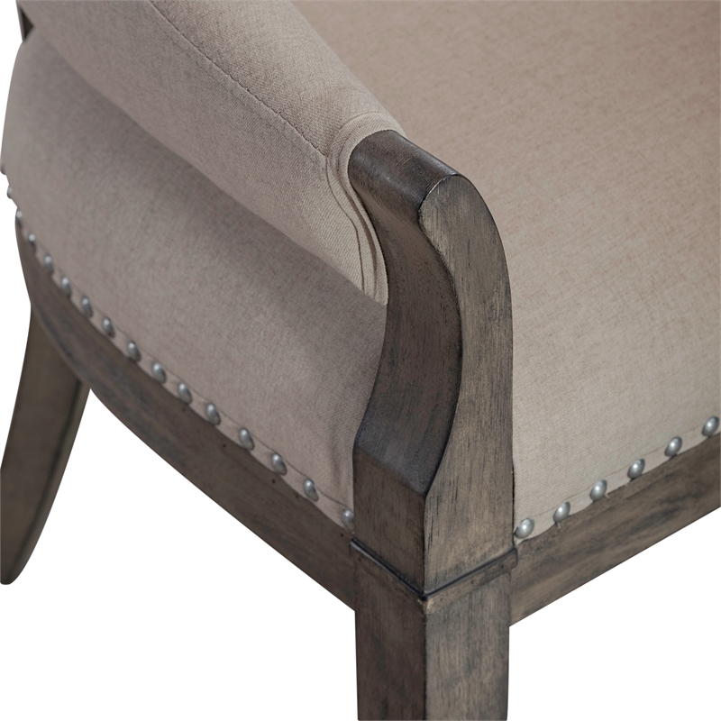 Pemberly Row Upholstered Arm Chair with Nail Head Accents in Havana Brown