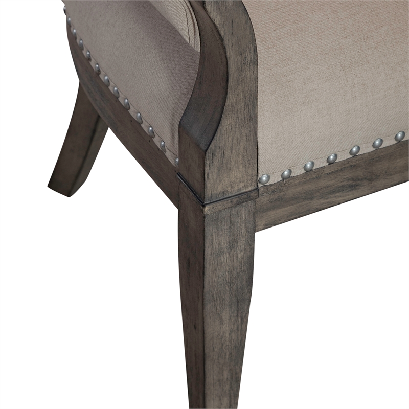 Pemberly Row Upholstered Arm Chair with Nail Head Accents in Havana Brown