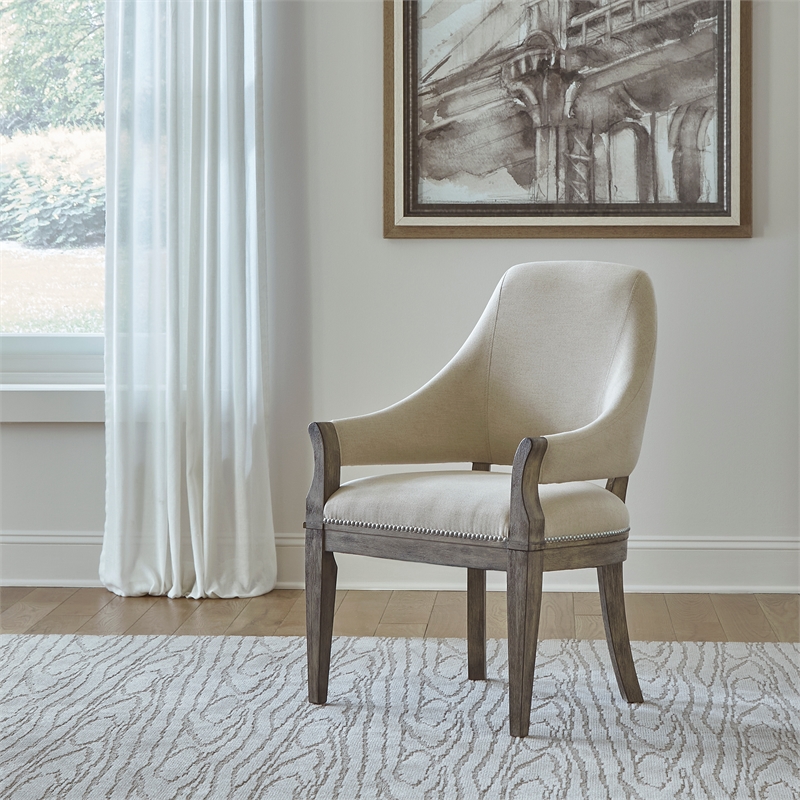 Pemberly Row Upholstered Arm Chair with Nail Head Accents in Havana Brown