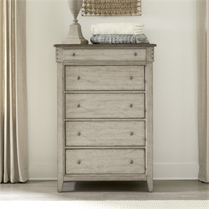 Pemberly Row 5 Drawer Chest with Cedar Lined Drawers in Weathered Linen