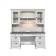 Pemberly Row White Credenza and Hutch Home Office Desk with Wire Management