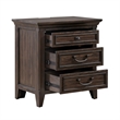 Pemberly Row Nightstand with Charging Station in Brown Wood Finish
