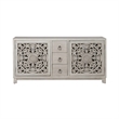 Pemberly Row 2 Door 3 Drawer Accent Cabinet with Floral Pattern in White