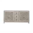 Pemberly Row 2 Door 3 Drawer Accent Cabinet with Floral Pattern in White