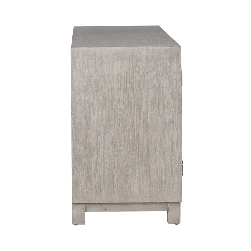 Pemberly Row 2 Door 3 Drawer Accent Cabinet with Floral Pattern in White