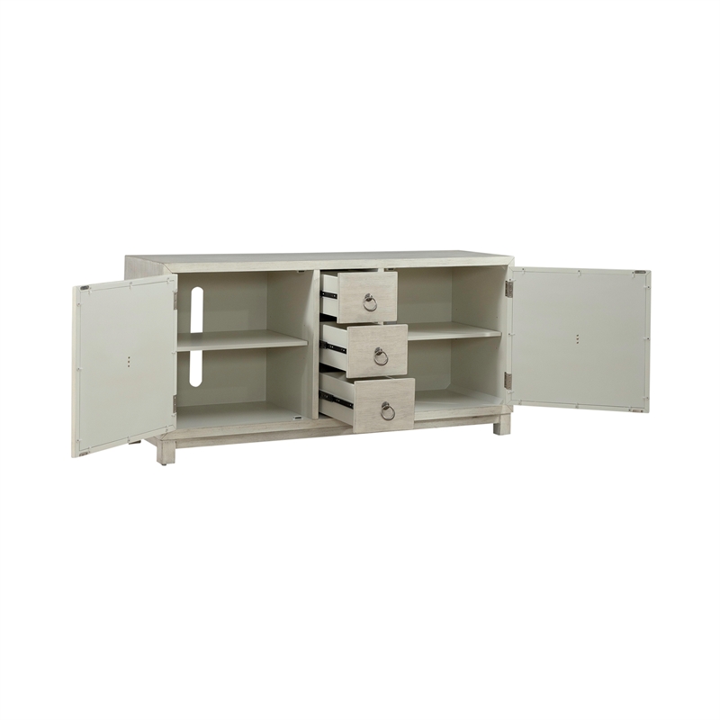 Pemberly Row 2 Door 3 Drawer Accent Cabinet with Floral Pattern in White