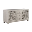 Pemberly Row 2 Door 3 Drawer Accent Cabinet with Floral Pattern in White