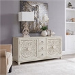 Pemberly Row 2 Door 3 Drawer Accent Cabinet with Floral Pattern in White