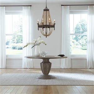 Pemberly Row Pedestal Table Set with Fluted Base in Havana Brown