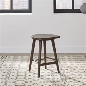 Pemberly Row Console Stool with Scooped Seat and Footrest in Coffee Bean