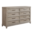 Pemberly Row 8 Drawer Dresser with Dovetail in Washed Taupe Champagne