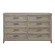 Pemberly Row 8 Drawer Dresser with Dovetail in Washed Taupe Champagne