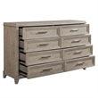 Pemberly Row 8 Drawer Dresser with Dovetail in Washed Taupe Champagne
