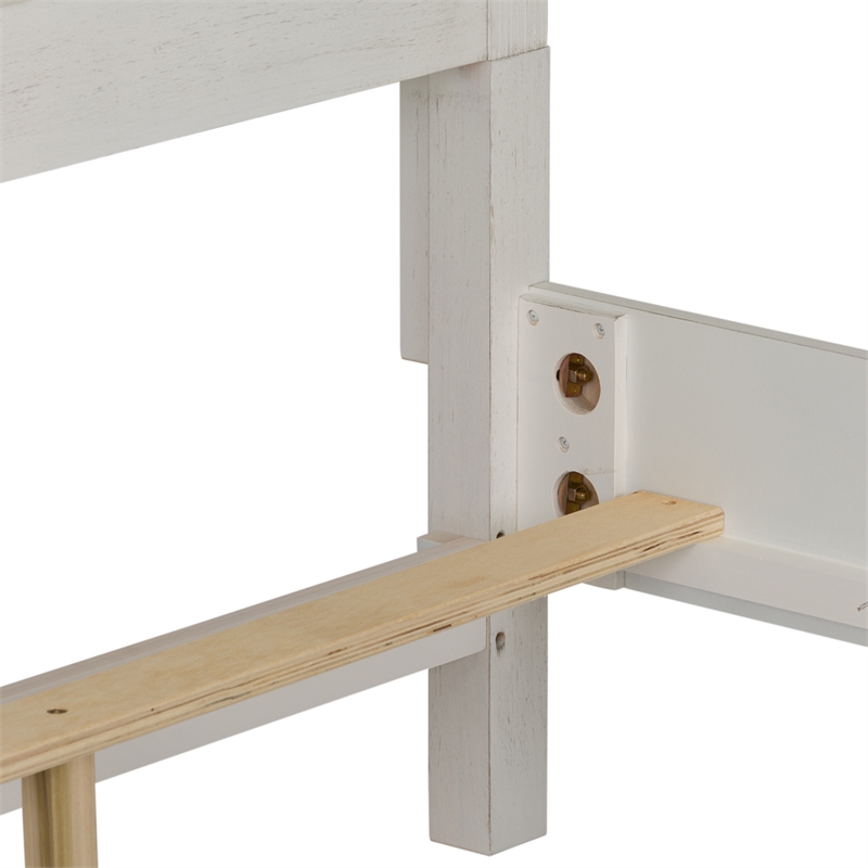 Pemberly Row King Panel Bed in White and Gray with Wirebrushed Finish