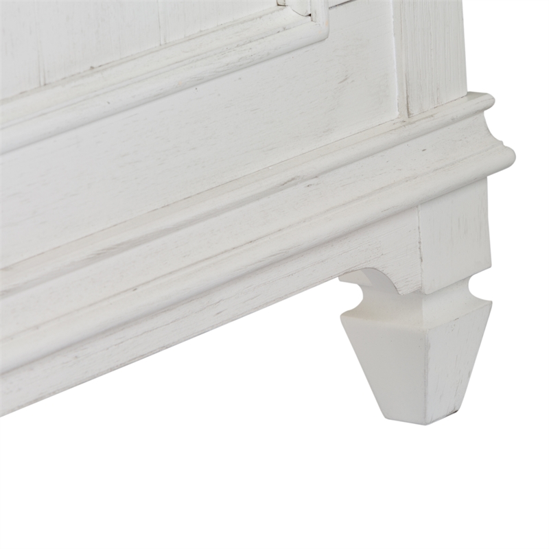 Pemberly Row King Panel Bed in White and Gray with Wirebrushed Finish