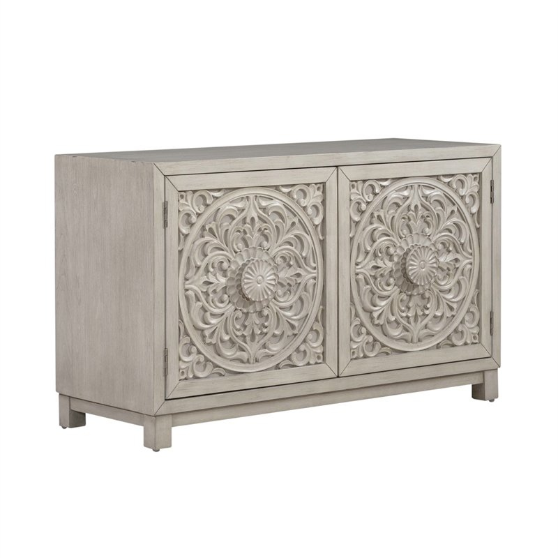 Pemberly Row 2 Door Accent Cabinet with Floral Pattern and Wire Management