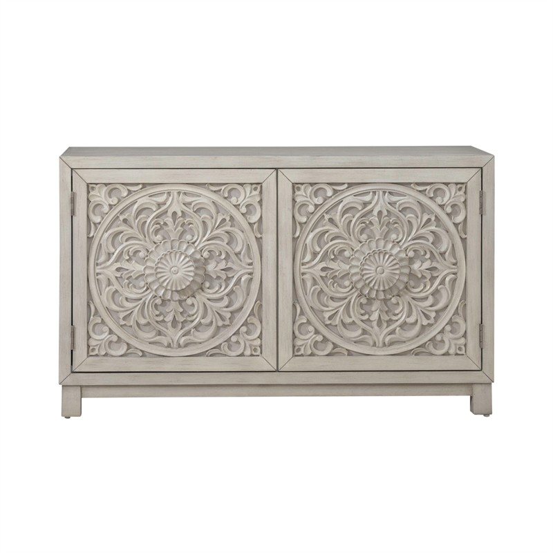 Pemberly Row 2 Door Accent Cabinet with Floral Pattern and Wire Management