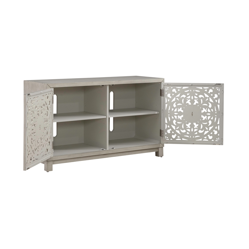 Pemberly Row 2 Door Accent Cabinet with Floral Pattern and Wire Management