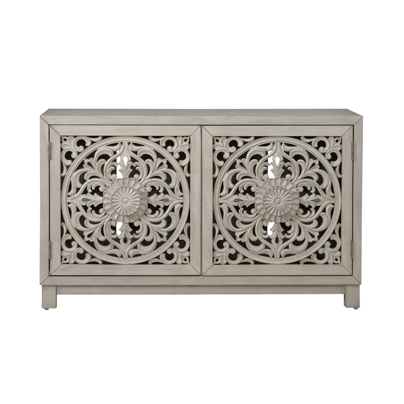 Pemberly Row 2 Door Accent Cabinet with Floral Pattern and Wire Management