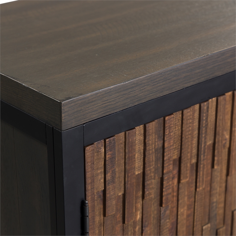 Pemberly Row Door Server with Mosaic Front and Butcher Block Top