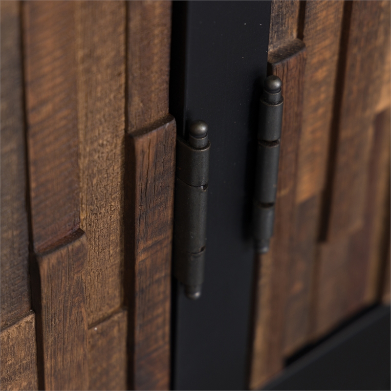 Pemberly Row Door Server with Mosaic Front and Butcher Block Top