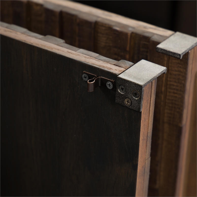 Pemberly Row Door Server with Mosaic Front and Butcher Block Top