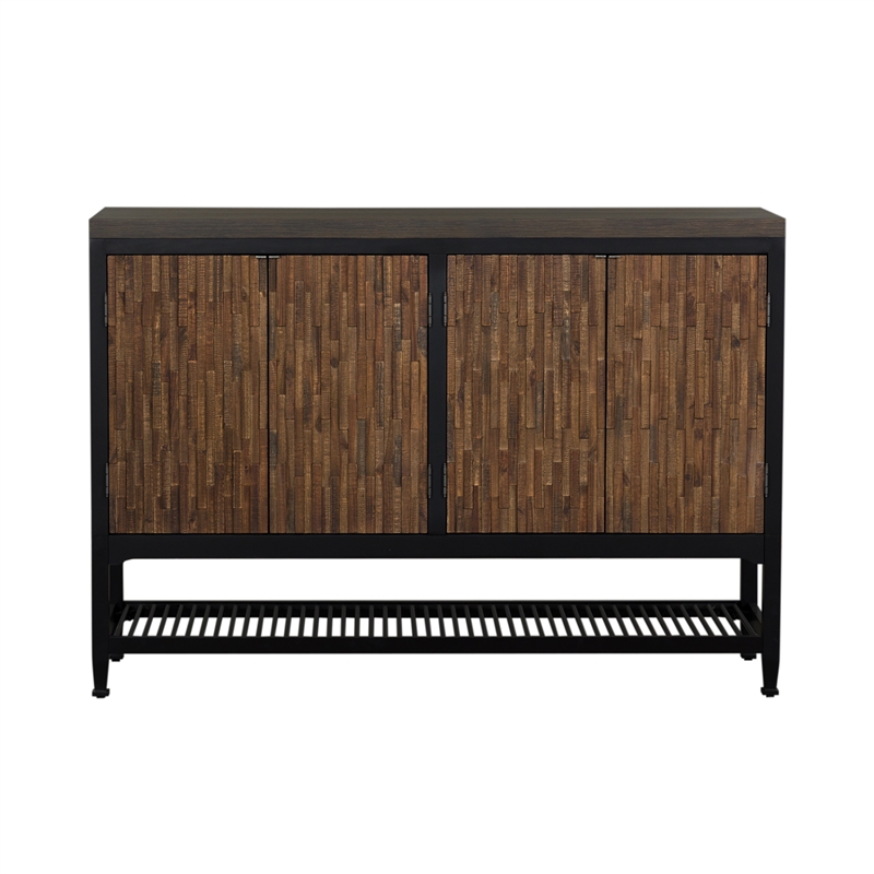Pemberly Row Door Server with Mosaic Front and Butcher Block Top