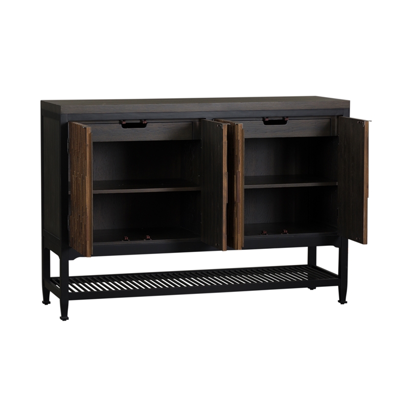 Pemberly Row Door Server with Mosaic Front and Butcher Block Top