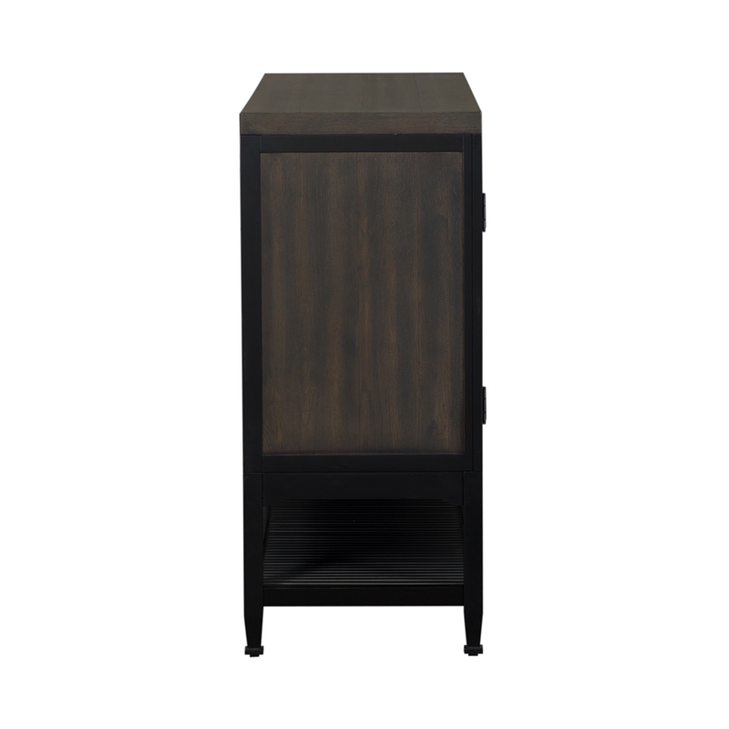 Pemberly Row Door Server with Mosaic Front and Butcher Block Top