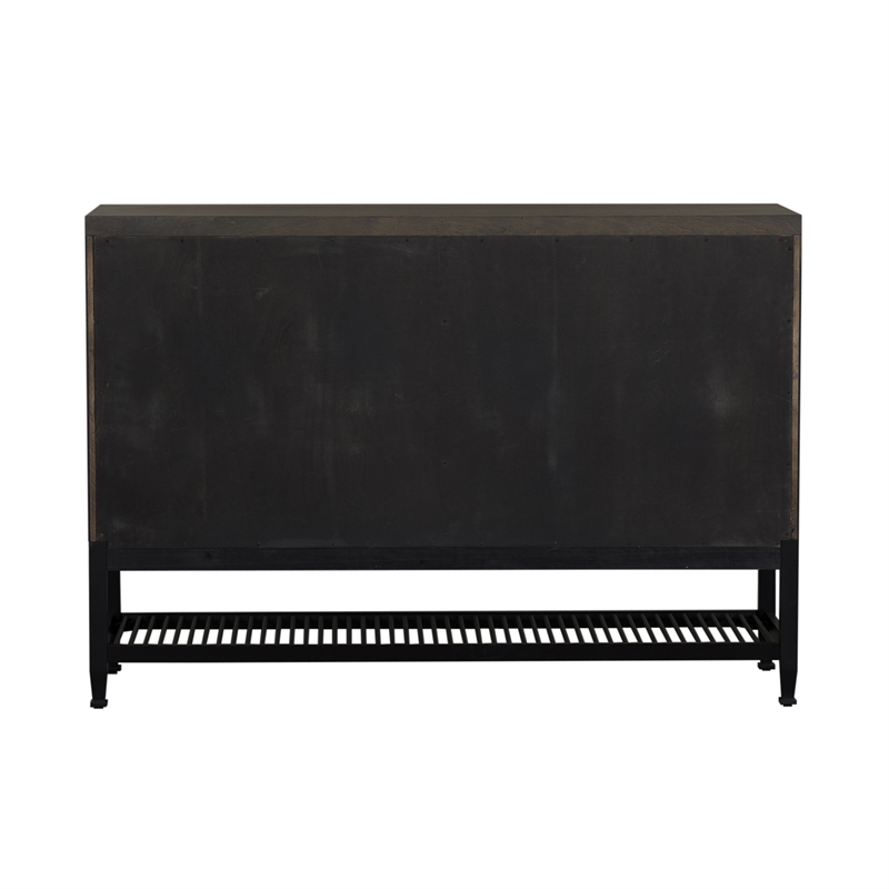Pemberly Row Door Server with Mosaic Front and Butcher Block Top