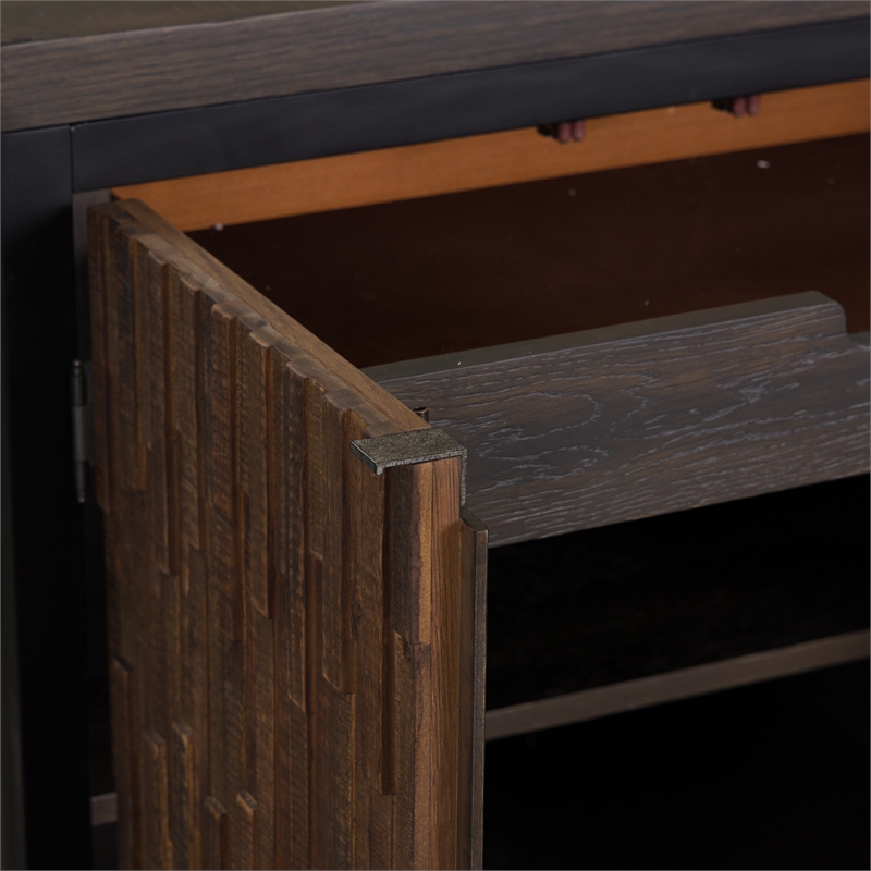Pemberly Row Door Server with Mosaic Front and Butcher Block Top