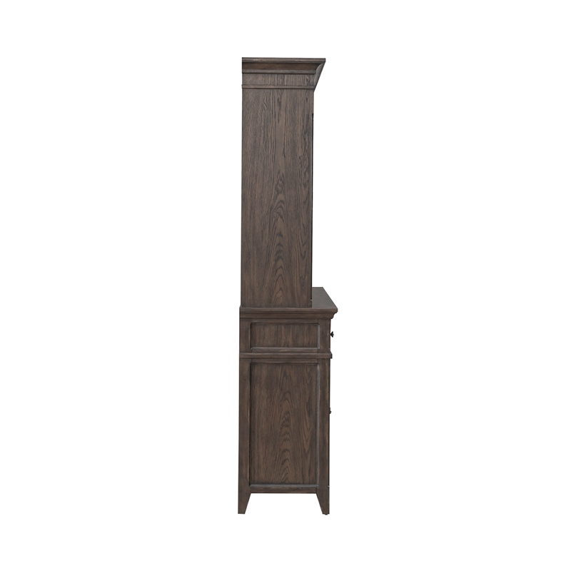 Pemberly Row Hutch and Buffet with Silverware Tray in Saddle Brown