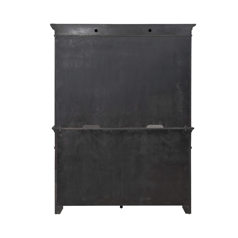 Pemberly Row Hutch and Buffet with Silverware Tray in Saddle Brown
