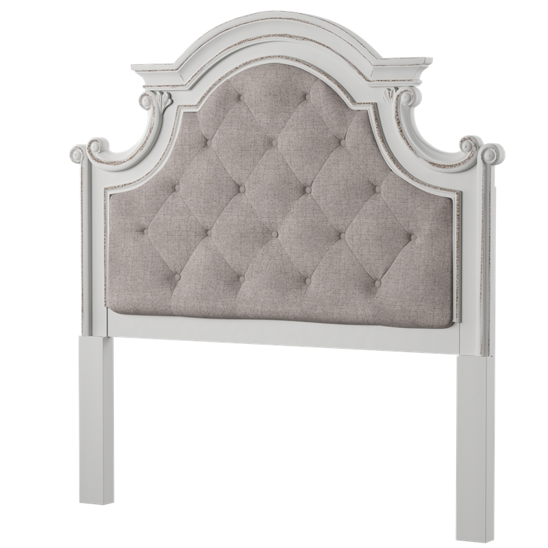 Pemberly Row White Twin Upholstered Panel Headboard with Dust Proofing